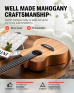 Donner Tenor Ukulele Mahogany Professional 26 inch Ukelele Starter Bundle Kit with Free Online Lesson Gig Bag Strap Nylon String Tuner Picks Cloth DUT-1 Ukalalee Set - Image 4
