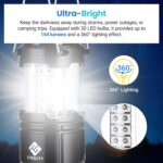 Etekcity Lantern Camping Essentials Lights, Led Flashlight for Power Outages, Tent Lights for Emergency, Survival Gear and Supplies for Hurricane, Battery Operated Lamp, 2 Pack, Black - Image 2