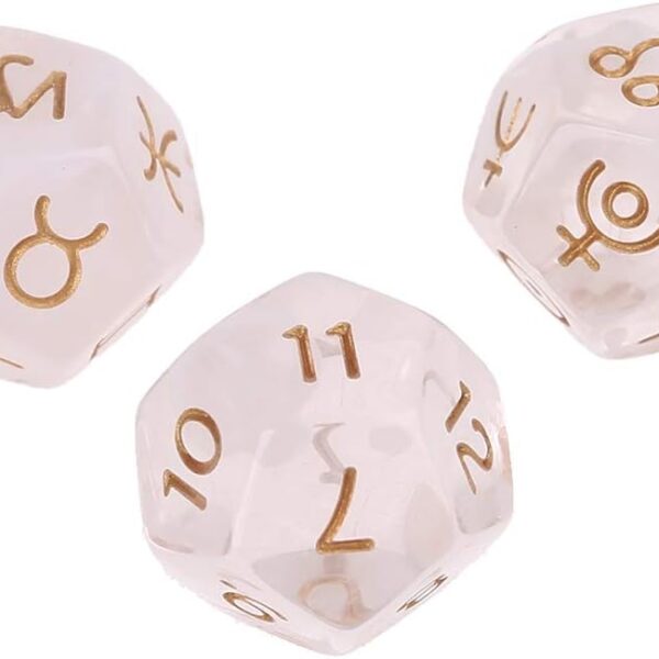 3Pcs/Pack Astrological Dices 12 Sided Polyhedral Dice Astrology Tarot Card Divination Zodiac Dices Set Brass Dice
