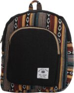 Marubhumi Mini Hemp Backpack-Boho Eco Friendly Unisex bag - Adjustable Straps Durable Cotton and Hemp, Lightweight, Medium Capacity, Travel - Black - Image 7
