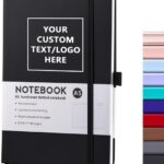 Personalized Notebook-Can Engrave Logo/Text/Image, Customizable A5 Journal Notebook Daily Journals For Writing-192 Lined Pages 8.5 x 5.71 Inch,Black