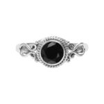 Black Tourmaline Stone Ring, Handmade 925 Sterling Silver Rings for Women Girls, Natural Gemstone Ring US size 11 Solitaire Ring, Round Stone Ring, Minimalist Birthstone Gift Jewelry for her - Image 2