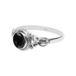 Black Tourmaline Stone Ring, Handmade 925 Sterling Silver Rings for Women Girls, Natural Gemstone Ring US size 11 Solitaire Ring, Round Stone Ring, Minimalist Birthstone Gift Jewelry for her - Image 3