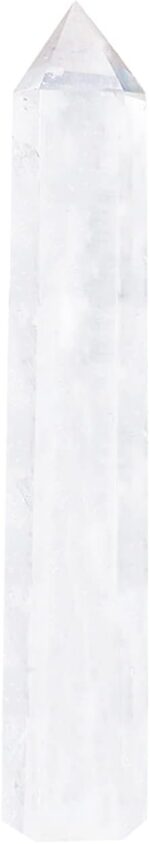 Apengshi Large Clear Quartz Natural Healing Crystal Tower 5.9"-6.3" 6 Faceted Single Point Chakra Crystal Wand Energy Meditation Stone Home Decor Collection Gift