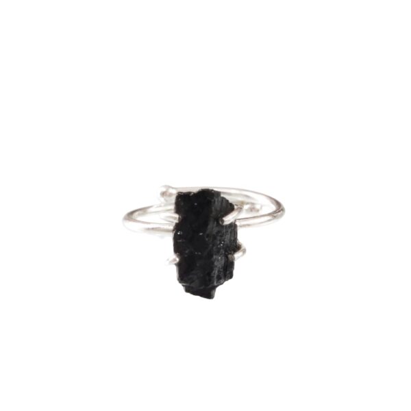 Natural Black Tourmaline Ring, Rough Tourmaline Ring, October Birthstone, Bohemian Ring, 925 Sterling Silver, Womens Ring, Christmas, Thanksgiving, Handmade, Statement Jewelry, Raw Gemstone Jewelry
