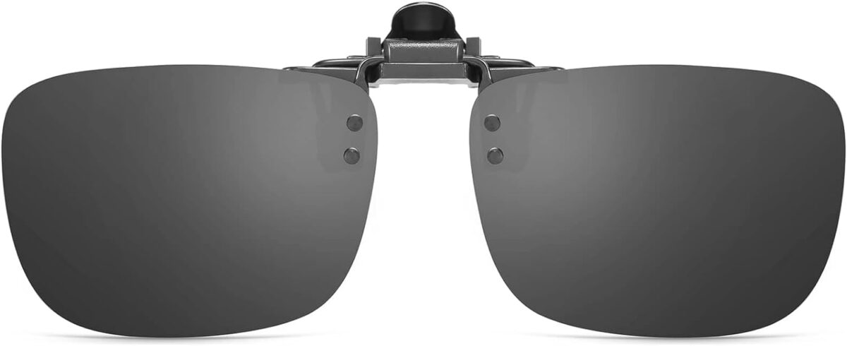 Polarized Clip-on Flip Up Metal Clip Rimless Sunglasses for Prescription Glasses - Image 1