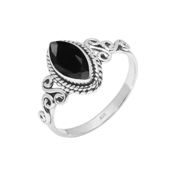 Black Tourmaline Stone Ring 925 Sterling Silver Statement Ring For Women and Girls Handmade Rings Natural Gemstone Ring Promise Ring For Christmas Size US 8 Gift For Her