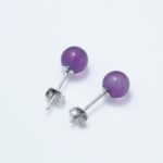 Natural Amethyst Earrings Sterling Silver - 6mm Amethyst Gemstone Stud Earrings, Purple Healing Crystal Earrings Handmade Birthstone Jewelry Valentine's Day Gifts for Her - Image 5