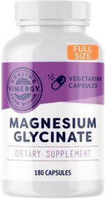 Vimergy Magnesium Glycinate – Stress Support – Chelated to Avoid Tummy Upset*– Promotes Heart Health & Energy*– Kosher, Vegan Gluten-Free – 180 Caps