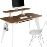 HOEK Office Desk Bundle, 47.5" x 23" - Modular Shelving, Storage Hook, Wall-Mountable Desk for Small Spaces & Work from Home Solutions - Easy Assembly Set Up & Compact Home Furniture (Walnut/White)