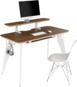 HOEK Office Desk Bundle, 47.5" x 23" - Modular Shelving, Storage Hook, Wall-Mountable Desk for Small Spaces & Work from Home Solutions - Easy Assembly Set Up & Compact Home Furniture (Walnut/White)