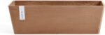 Ecopots Bruges Durable Modern Rectangular Indoor/Outdoor Recycled-Based Composite Flower Pot Planter, Terracotta Color, 17.75"