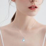 Teardrop Moonstone Necklace for Women 925 Sterling Silver Created Water-Shaped Moonstone Cage Filigree Necklaces Anniversary Birthday Jewelry Gift for Women - Image 2