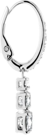 Swarovski Stilla Attract Trilogy Drop Pierced Earrings with White Crystals on a Rhodium Plated Setting with Hinged Closure - Image 4