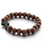 COLORFUL BLING Fashion Religious 10MM Wooden Beads Cross Bracelet for Men Women Faith Prayer Handmade Catholic Jewelry - Image 3