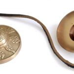 Tibetan Tingsha Bells Cymbals Meditation Chime Bells, 6.3 cm Percussion Instrument, with Cloth Bag, Embossed 8 Lucky Symbols, Ideal for Yoga, Mindfulness, Spiritual Healing, and Sound Therapy
