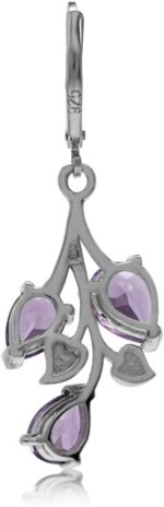 Silvershake Pear Shape Gemstones 925 Sterling Silver Leaf Leverback Drop Dangle Earrings Jewelry for Women Anniversary Birthday Gift - Image 4