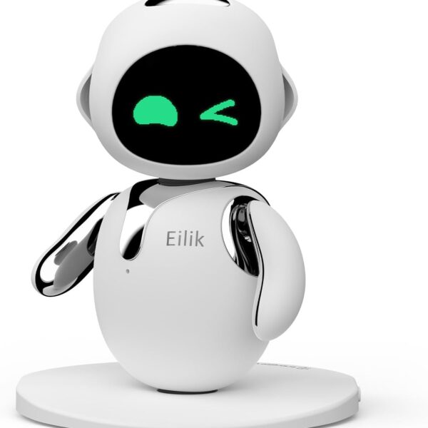 Eilik Silver - Touch Interactive Desk Companion Toys, Cute Robot Pets with Abundant Emotions. Funny Animations&Mini-Games, Birthday Gifts for Girls and Boys. Constantly Update(Chrome Silver Version)