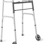 Lightweight Aluminum Walker with 5" Wheels, Easy Push-Button Mechanism