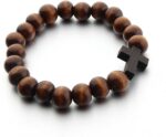 COLORFUL BLING Fashion Religious 10MM Wooden Beads Cross Bracelet for Men Women Faith Prayer Handmade Catholic Jewelry - Image 2