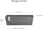 Ecopots Bruges Durable Modern Rectangular Indoor/Outdoor Recycled-Based Composite Flower Pot Planter, Grey, 17.75" - Image 4