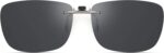 Polarized Clip On Sunglasses Over Prescription Glasses Men Women Compact Fit Non-Flip Up
