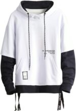 GURUNVANI Contrast Color Pullover Hoodie Mens Patchwork Hoodies Men