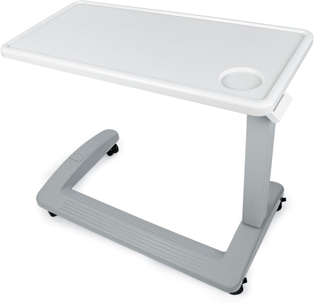 Vaunn FSA/HSA Eligible, Medical Adjustable Overbed Exam Bedside Table with Wheels (Hospital and Home Use), New Tabletop, Light Gray - Image 1