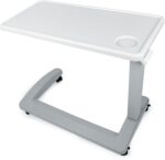 Vaunn FSA/HSA Eligible, Medical Adjustable Overbed Exam Bedside Table with Wheels (Hospital and Home Use), New Tabletop, Light Gray