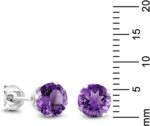 Gem Stone King 925 Sterling Silver Purple Amethyst Stud Earrings For Women Men (1.50 Carat Cttw, Round 6MM) - Image 5