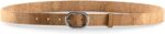 Women Cork Belt – Vegan Leather Dress for Jeans Thin Belt – Cruelty Free-Eco Friendly Brown Black - 0,98" Wide - Image 3