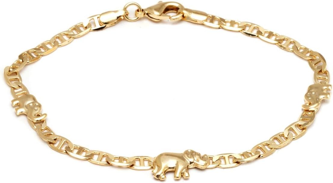 51KYhjaWTdL._AC_SL1200_.jpg Barzel 18K Gold Plated Flat Marina Elephant Anklet For Women - Made In Brazil - Image 1