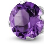 Gem Stone King 925 Sterling Silver Purple Amethyst Stud Earrings For Women Men (1.50 Carat Cttw, Round 6MM)