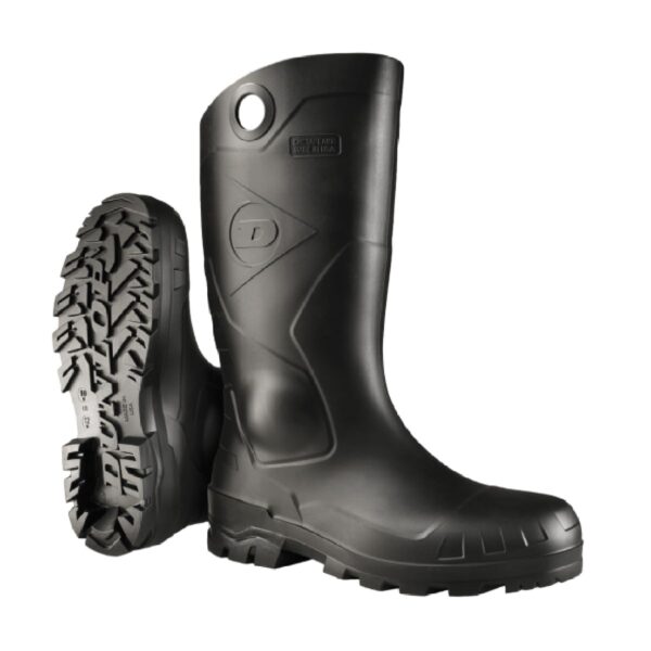 DUNLOP Protective Footwear, Chesapeake Plain Toe, 100% Waterproof, Lightweight and Durable PVC Boots, Slip Resistant, 8677577.09, Size 9 US, Black