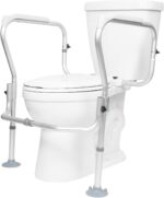 Vive Toilet Safety Rail Frame - Toilet Grab Bars for Elderly, Disabled - Assist Support Rails with Padded Handles - Stand Alone for Bathroom - Adjustable Non Slip for Adults, Seniors, Handicapped