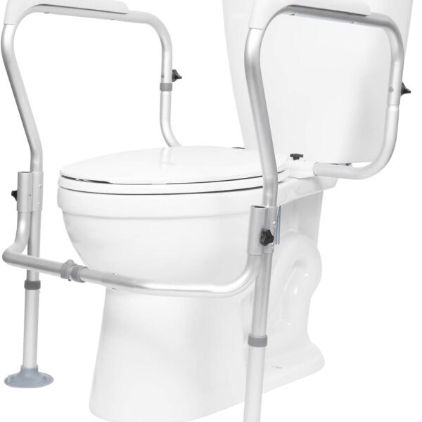 Vive Toilet Safety Rail Frame - Toilet Grab Bars for Elderly, Disabled - Assist Support Rails with Padded Handles - Stand Alone for Bathroom - Adjustable Non Slip for Adults, Seniors, Handicapped