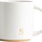 COLLECTIVE HOME - Monogram Ceramic Mugs, 15 oz Golden Initial Coffee Cups, Elegant Alphabet Tea Mugs, Elegant Personalized Mug with Gift Box, Luxurious Cups for Office and Home (s)