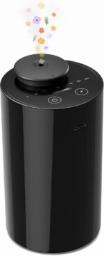 Waterless Diffuser for Essential Oil, Battery Operated Nebulizer, 0.7 Fl.Oz./ 20mL Capacity, Mini Scent Air Machine, 4 Timers & 3 Mist Levels for Home, Room, Car, Office - AN6 Black