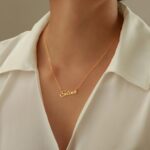 DayOfShe Personalized Name Necklace for Women 18K Gold Plated Custom Name Plate Necklace Jewelry Gifts for Mom - Image 4