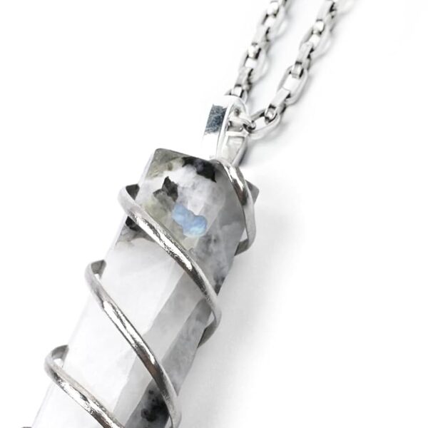 Rainbow Moonstone Healing Crystal Necklace - Lunar Pendant Balance, Inner Light, Love & Creativity