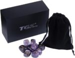 TGS Gems Amethyst Rune Stones Set Engraved Pagan Lettering with Instruction Booklet and Velvet Pouch - Image 5