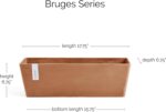 Ecopots Bruges Durable Modern Rectangular Indoor/Outdoor Recycled-Based Composite Flower Pot Planter, Terracotta Color, 17.75" - Image 4