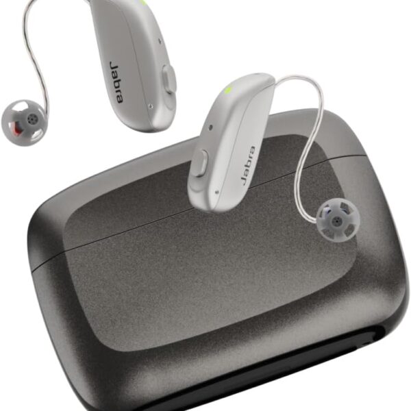 Jabra Enhance Select 500 OTC Hearing Aids, Audiology Team Care Included, Bluetooth LE Audio & Bluetooth Streaming for Calls, Music, Media (iOS/Android), Nearly Invisible & Comfortable - Silver