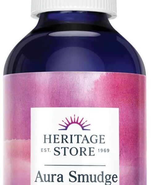 Heritage Store Aura Smudge Smokeless Sage with Juniper, Cleansing & Uplifting Sage Smudge Spray for Positive Energy, Clean, Simple Alternative to Smudge Sticks & Burning Sage, Paraben Free, Vegan, 4oz