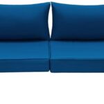 HOMREST Outdoor Replacement Cushions for Patio Furniture,Water-Repellent Sofa Cushion for 6-Seat Rattan Wicker Sectional Patio Conversation Sets,14-Piece Cushions Set for Outdoor Couch-Blue