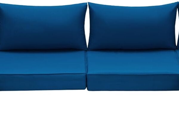 HOMREST Outdoor Replacement Cushions for Patio Furniture,Water-Repellent Sofa Cushion for 6-Seat Rattan Wicker Sectional Patio Conversation Sets,14-Piece Cushions Set for Outdoor Couch-Blue