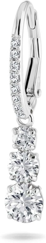 Swarovski Stilla Attract Trilogy Drop Pierced Earrings with White Crystals on a Rhodium Plated Setting with Hinged Closure - Image 3