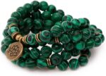 Mala Bead Strand Bracelet, 108 Buddhist Prayer Beads Yoga Meditation Green Malachite Beads Necklace Women man - Image 6
