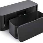YECAYE 2 Pack Cable Management Box, Pet and Baby Proofing Cable Organizer Box, Large and Medium Size Cord Management Box,Cord Organizer, Perfect for Office & Home Cord Hider,Cable Hider,Black