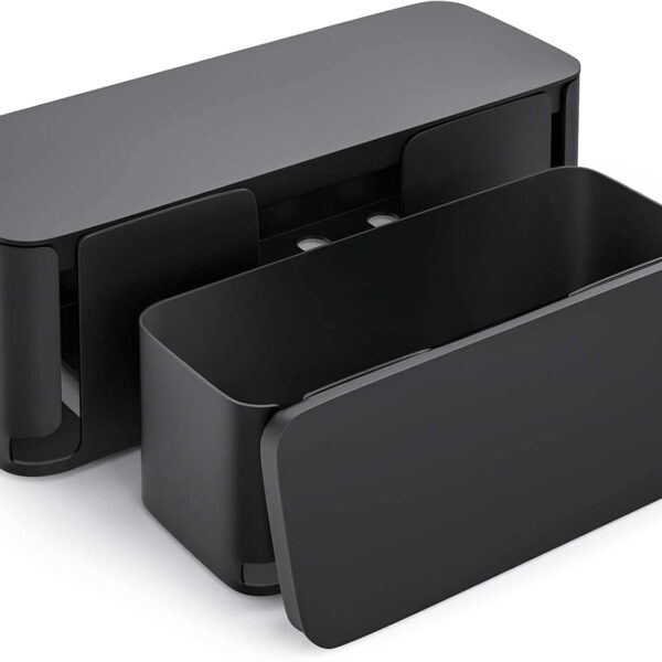 YECAYE 2 Pack Cable Management Box, Pet and Baby Proofing Cable Organizer Box, Large and Medium Size Cord Management Box,Cord Organizer, Perfect for Office & Home Cord Hider,Cable Hider,Black